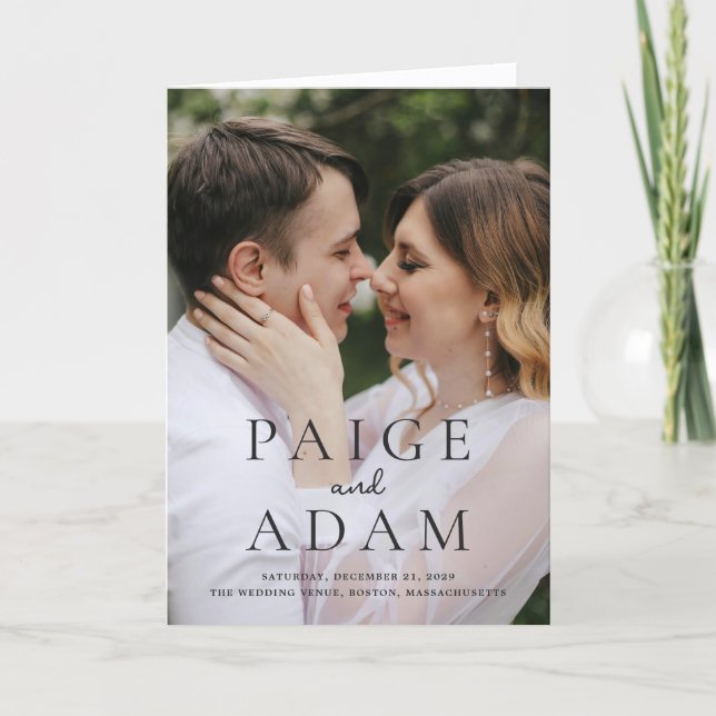 Modern Photo Editorial Wedding Programme (Front)