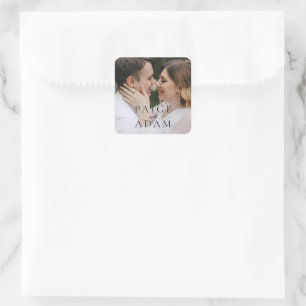 Modern Photo Editorial Wedding Square Sticker