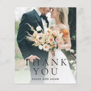 Modern Photo Editorial Wedding Thank You Card