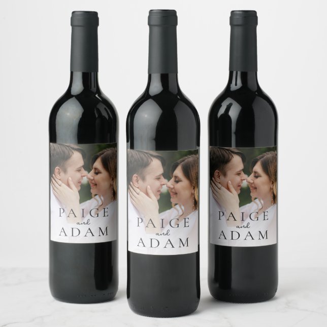 Modern Photo Editorial Wedding Wine Label (Bottles)