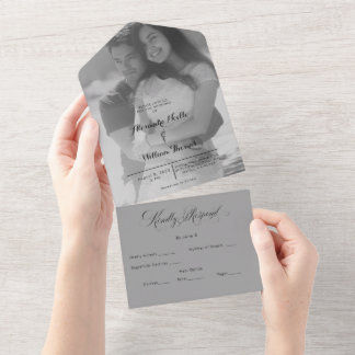 Modern Photo Elegant Customized Wedding All In O All In One Invitation