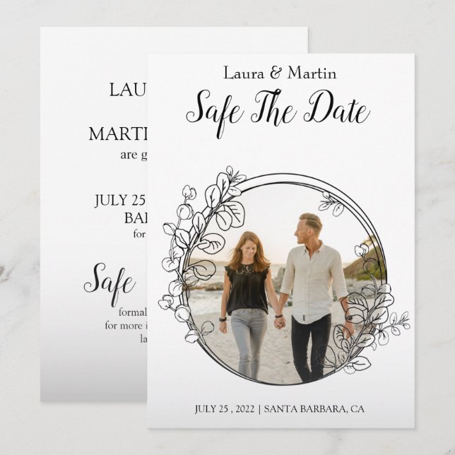 Modern Photo Elegant EucalyptysFrame Invitation (Front/Back)