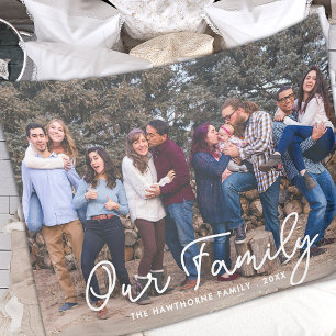 Modern Photo Elegant Family Script Typography Text Fleece Blanket