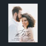 Modern photo elegant script watercolor botanical   announcement postcard<br><div class="desc">Modern minimal foliage botanical greenery script wedding photo save the date postcard. Hand painted eucalyptus,  minimal foliage and modern rustic rattan wreath give this announcement card a luxurious feel. In classy greens,  browns and greys.</div>