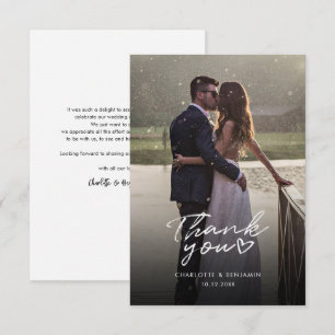 Modern Photo Elegant Script Wedding Thank You Card