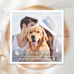 Modern Photo Elegant Thank You Dog Pet Wedding Napkin