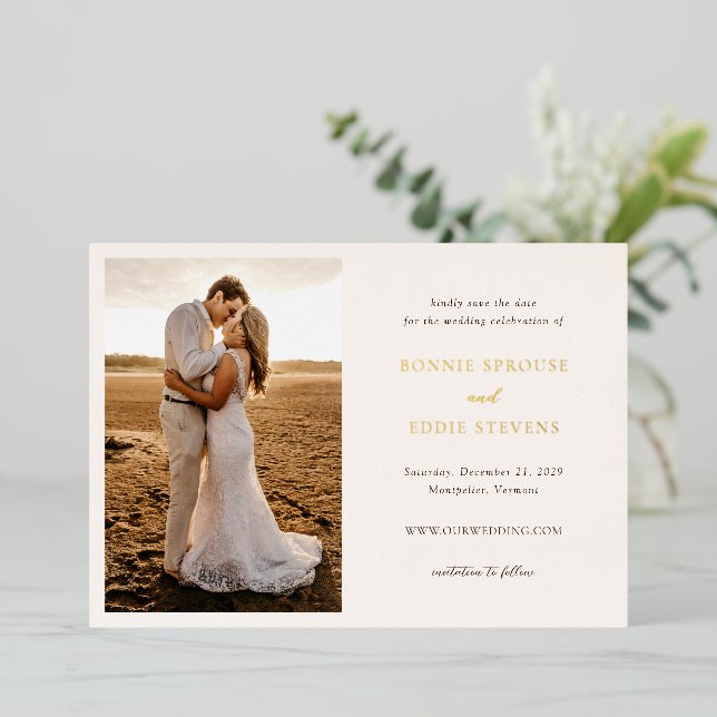 Modern Photo Elegant Wedding Save the Date (Standing Front)