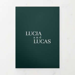 Modern Photo Emerald Green All-in-One Wedding Tri-Fold Programme