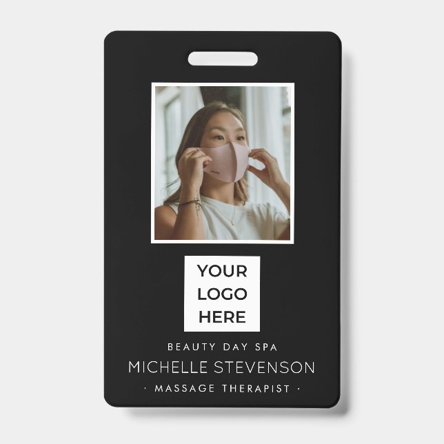 Modern Photo Employee Black  ID Badge (Front)