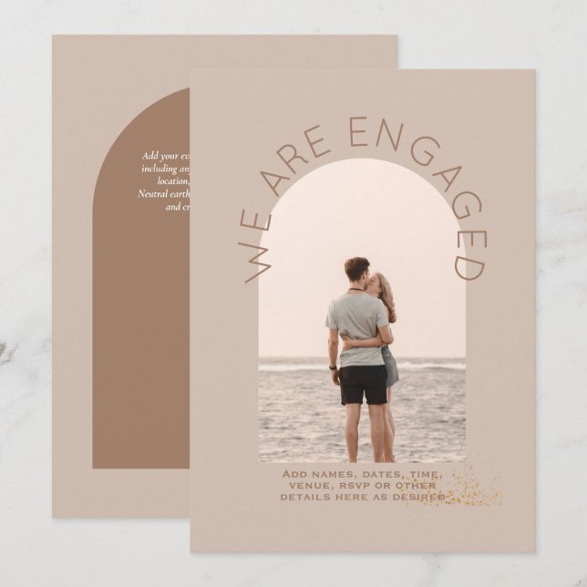 MODERN PHOTO ENGAGEMENT INVITE - Mixed Colours (Front/Back)
