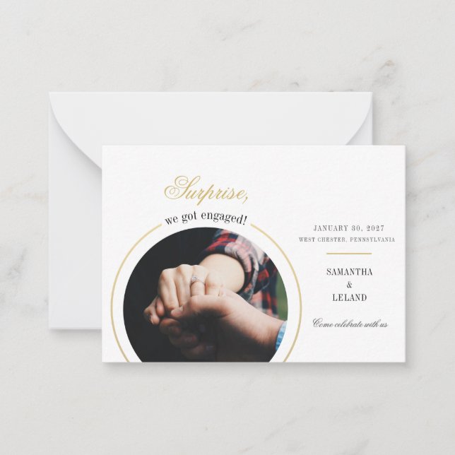 Modern Photo Engagement Party Card (Front)