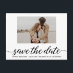 Modern Photo Engagement Save The Date script Postcard<br><div class="desc">Introducing our Modern Photo Engagement Save The Date script Postcard, the perfect way to share the exciting news of your engagement with family and friends. This customisable postcard allows you to add your own photo, creating a personal touch that captures the essence of your relationship. Make your engagement announcement truly...</div>
