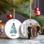 Modern Photo Family Christmas Ornament<br><div class="desc">This ornament not only adds a personalised touch to your Christmas tree but also captures beautiful memories. It's not just an ornament, but a timeless keepsake that will be cherished for generations. Most lettering is editable - click the "Customise Further" button to edit. Matching items in our Elegant Christmas Party...</div>