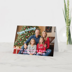 Modern Photo Family Happy Holidays  Personalise Card