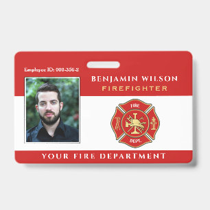 Modern Photo Firefighter ID Badge