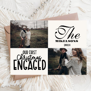 Modern Photo First Christmas Engaged Holiday Card