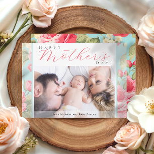 Modern Photo Floral Happy Mother's Day Card