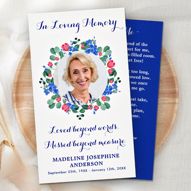 Modern Photo Floral Memorial Prayer Card Funeral (Creator Uploaded)
