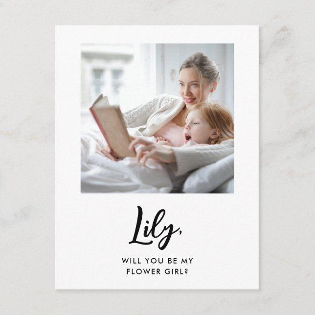 Modern Photo Flower Girl Proposal Card (Front)