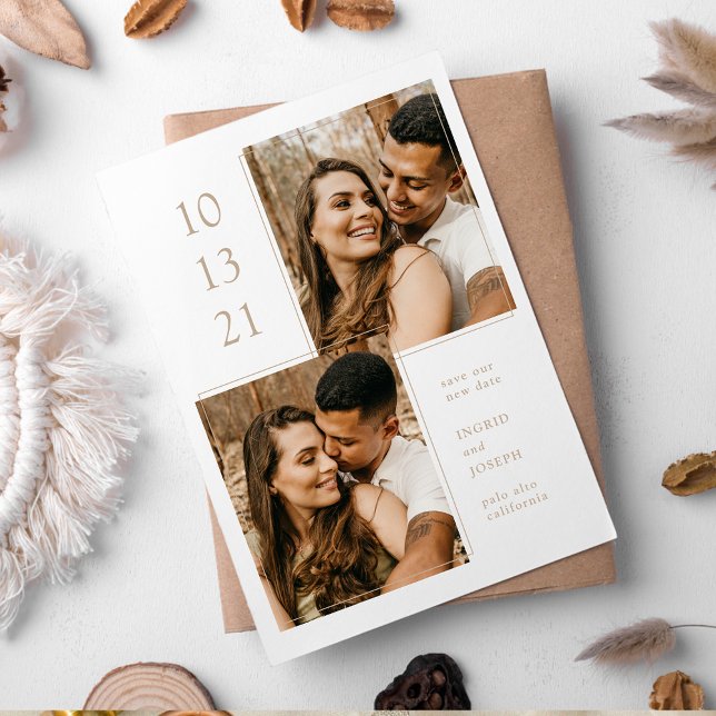 Modern Photo Frame Flat Save The Date Card (Creator Uploaded)