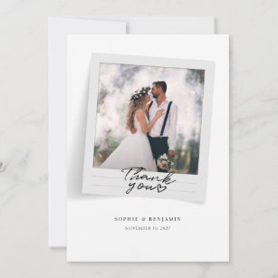 Modern Photo Frame Hand-Lettered Wedding Thank You Card