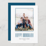 Modern Photo Frame Happy Hanukkah Holiday Card<br><div class="desc">Happy Hanukkah! Send Hanukkah wishes to family and friends with this customisable photo Hanukkah card. It features modern typography and a simple photo frame. Personalise by adding names and a photo. This modern Happy Hanukkah card is available on other cardstock.</div>