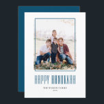 Modern Photo Frame Happy Hanukkah Holiday Card<br><div class="desc">Happy Hanukkah! Send Hanukkah wishes to family and friends with this customisable photo Hanukkah card. It features modern typography and a simple photo frame. Personalise by adding names and a photo. This modern Happy Hanukkah card is available on other cardstock.</div>
