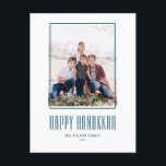 Modern Photo Frame Happy Hanukkah Holiday Postcard<br><div class="desc">Happy Hanukkah! Send Hanukkah wishes to family and friends with this customisable modern Hanukkah postcard. It features modern typography and a simple photo frame. Personalise by adding names and a photo. This simple Happy Hanukkah postcard is available on other cardstock.</div>