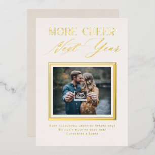 Modern Photo Frame Holiday Pregnancy Announcement