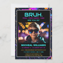 Modern Photo Gamer Neon Birthday