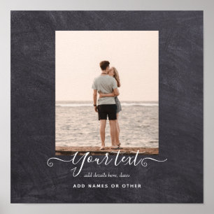 Modern PHOTO Gift Custom Text Chalkboard Theme Poster