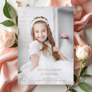 Modern Photo Girl First Holy Communion Rose Gold