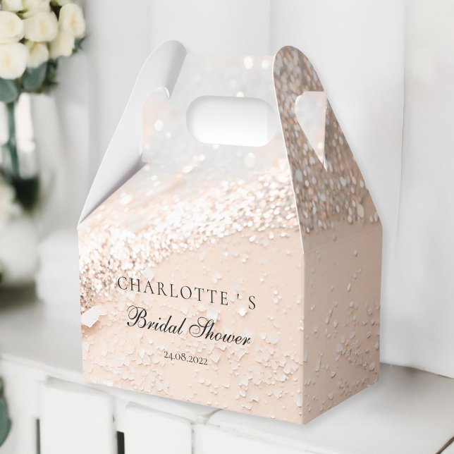 Modern, Photo, Glitter Bridal Shower  Favour Box (Modern, Glitter Bridal Shower Favor Boxes with your name & date.)