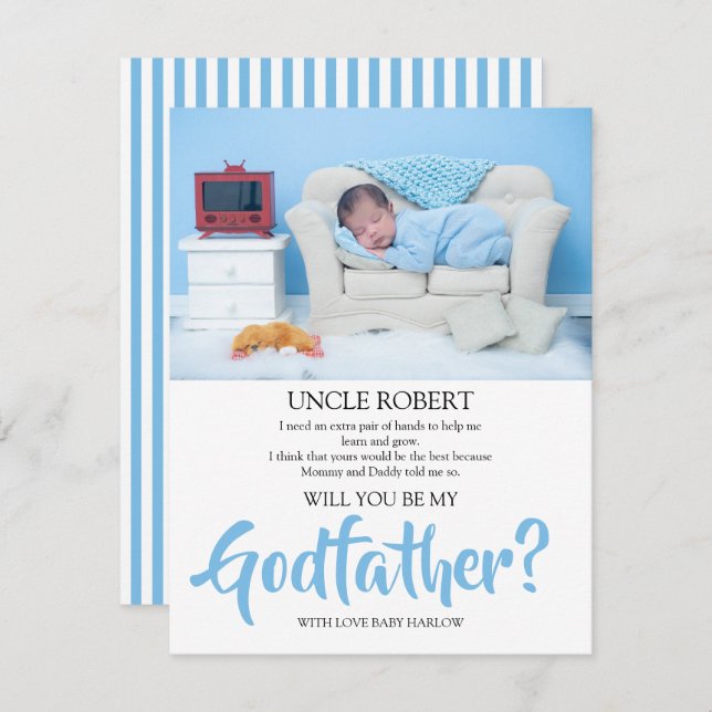 Modern Photo Godfather Proposal Invitation (Front/Back)