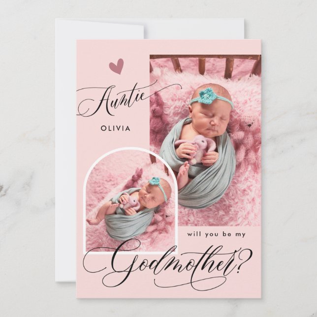 Modern Photo Godmother Proposal  Invitation (Front)