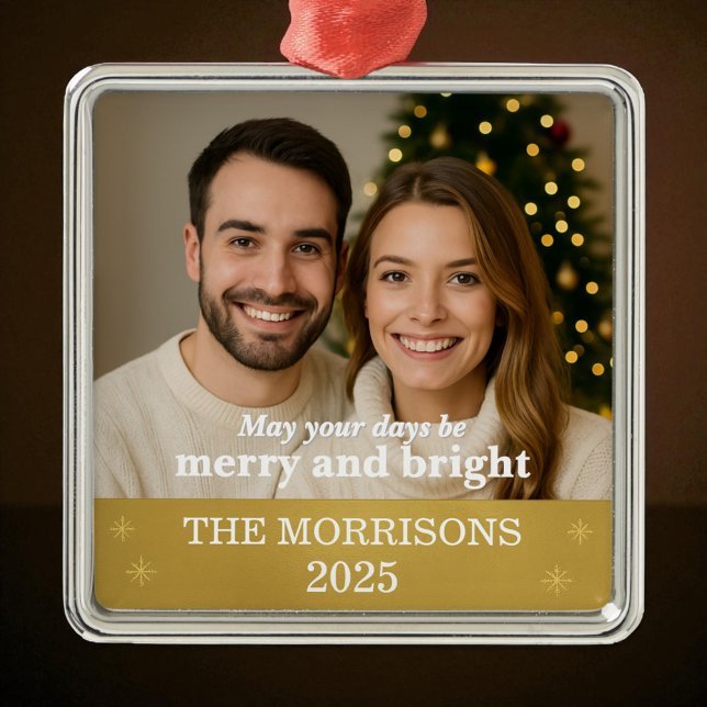 Modern Photo Gold Foil Snowflake Family  Metal Tree Decoration (Creator Uploaded)