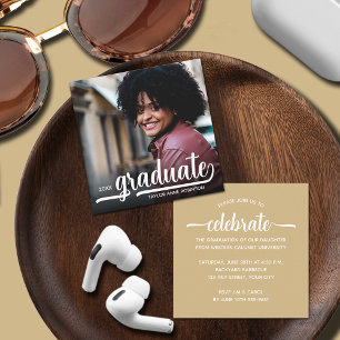 Modern Photo Gold Graduation Enclosure Card