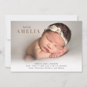 Modern Photo Golden Brown Typography Simple Birth Announcement