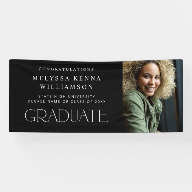 Modern Photo Graduate Banner - Black (Horizontal)