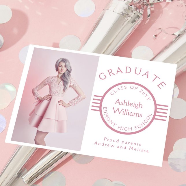 Modern Photo Graduate Blue Stripes Graduation Announcement (Creator Uploaded)