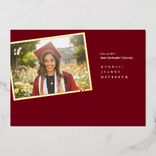 Modern Photo Graduate Maroon Foil Announcement