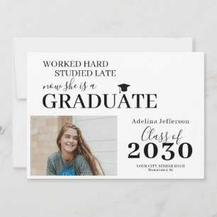 Modern photo graduate typography graduation announcement