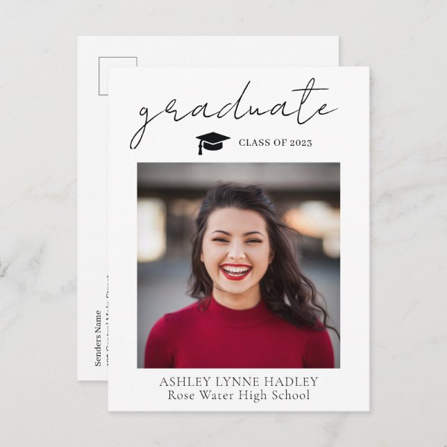 Modern Photo Graduation Announcement (Front/Back)