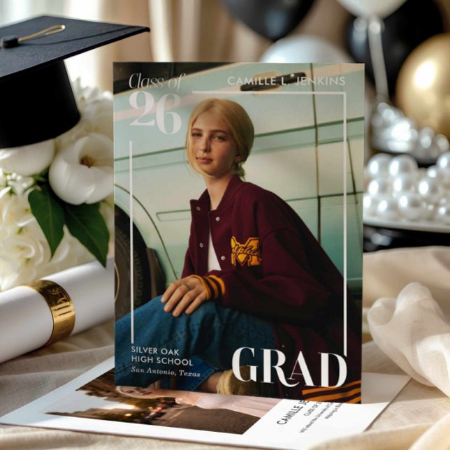 Modern Photo Graduation Announcement (Modern Photo Grad Announcement Card)