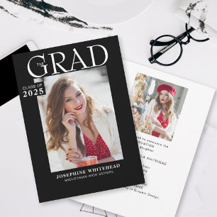 Modern Photo Graduation Announcement Black