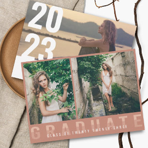 Modern Photo Graduation Announcement Blush