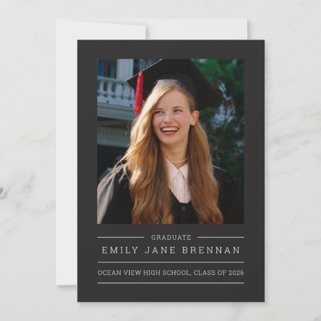 Modern Photo Graduation Announcement Card  (Front)
