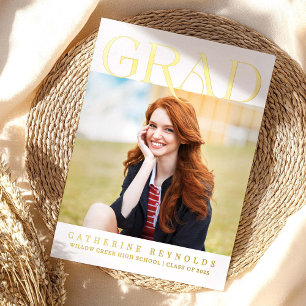 Modern Photo Graduation Announcement Foil Postcard