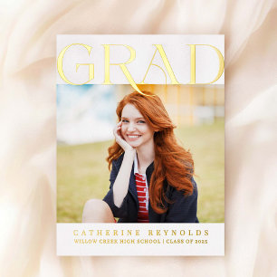 Modern Photo Graduation Announcement Foil Postcard