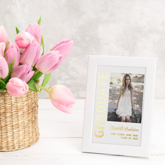 Modern Photo Graduation Announcement Foil Postcard (Creator Uploaded)